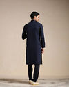 Manyavar Men Estate Blue Placket Detailed Kurta Set