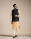 alt message - Manyavar Men Royal Blue Textured Half Jacket image number 2