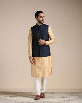 Buy Royal Blue Textured Half Jacket Online in India @Manyavar