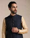 Manyavar Men Royal Blue Textured Half Jacket