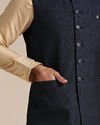 Royal Blue Textured Half Jacket image number 1