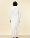 alt message - Manyavar Men Ivory White Plain Kurta Set image number 5