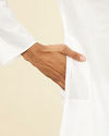 Manyavar Men Ivory White Plain Kurta Set