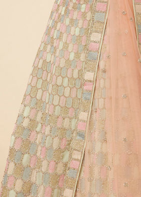 Mohey Women Pista Honeycomb Patterned Lehenga image number 4