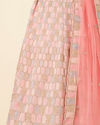 Mohey Women Peach Pink Honeycomb Patterned Lehenga