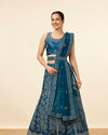 Blue Tree Of Life Patterned Bridal Lehenga