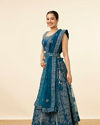 Mohey Women Blue Tree Of Life Patterned Bridal Lehenga