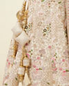 Mohey Women Dark Cream Sequinned Floral Embroidered Bridal Lehenga