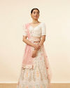 Mohey Women Dark Cream Paisley Printed Bridal Lehenga