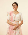 Mohey Women Dark Cream Paisley Printed Bridal Lehenga