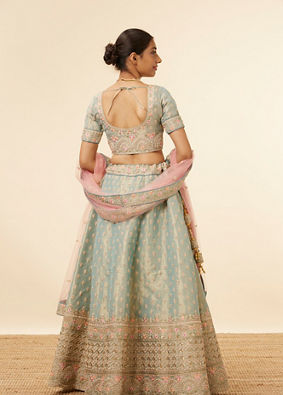 Mohey Women Sea Green All over Buti Work Lehenga image number 3