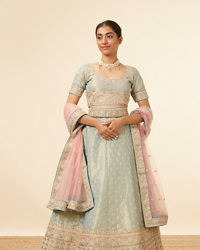 Mohey Women Sea Green All over Buti Work Lehenga