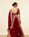 Mohey Women Mustard Red Embroidered Bridal Lehenga