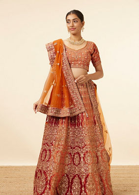 Mohey Women Mustard Yellow Embellished Bridal Lehenga image number 0