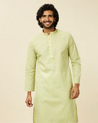 Manyavar Men Light Green Solid Kurta Set