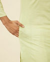 alt message - Manyavar Men Light Green Solid Kurta Set image number 5