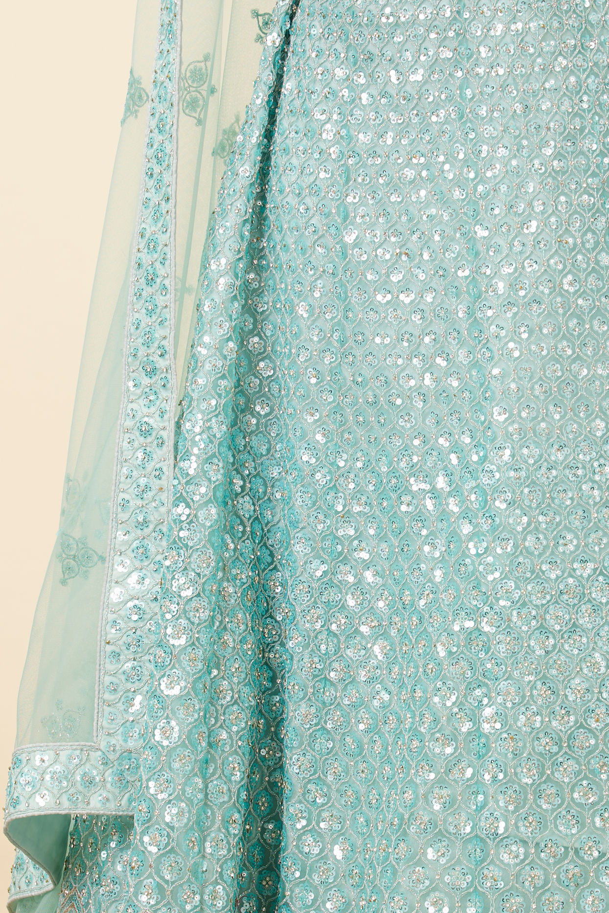 Mohey Women Light Blue Embellished Lehenga