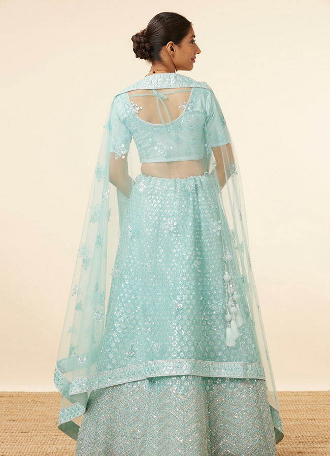 Mohey Women Light Blue Embellished Lehenga