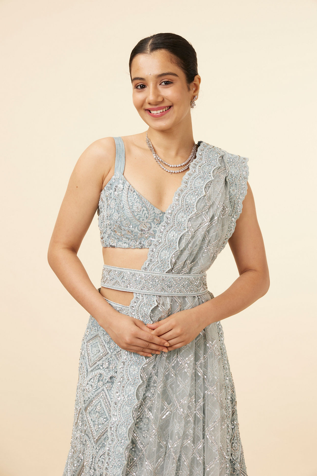 Blue Brush Paint Lehenga