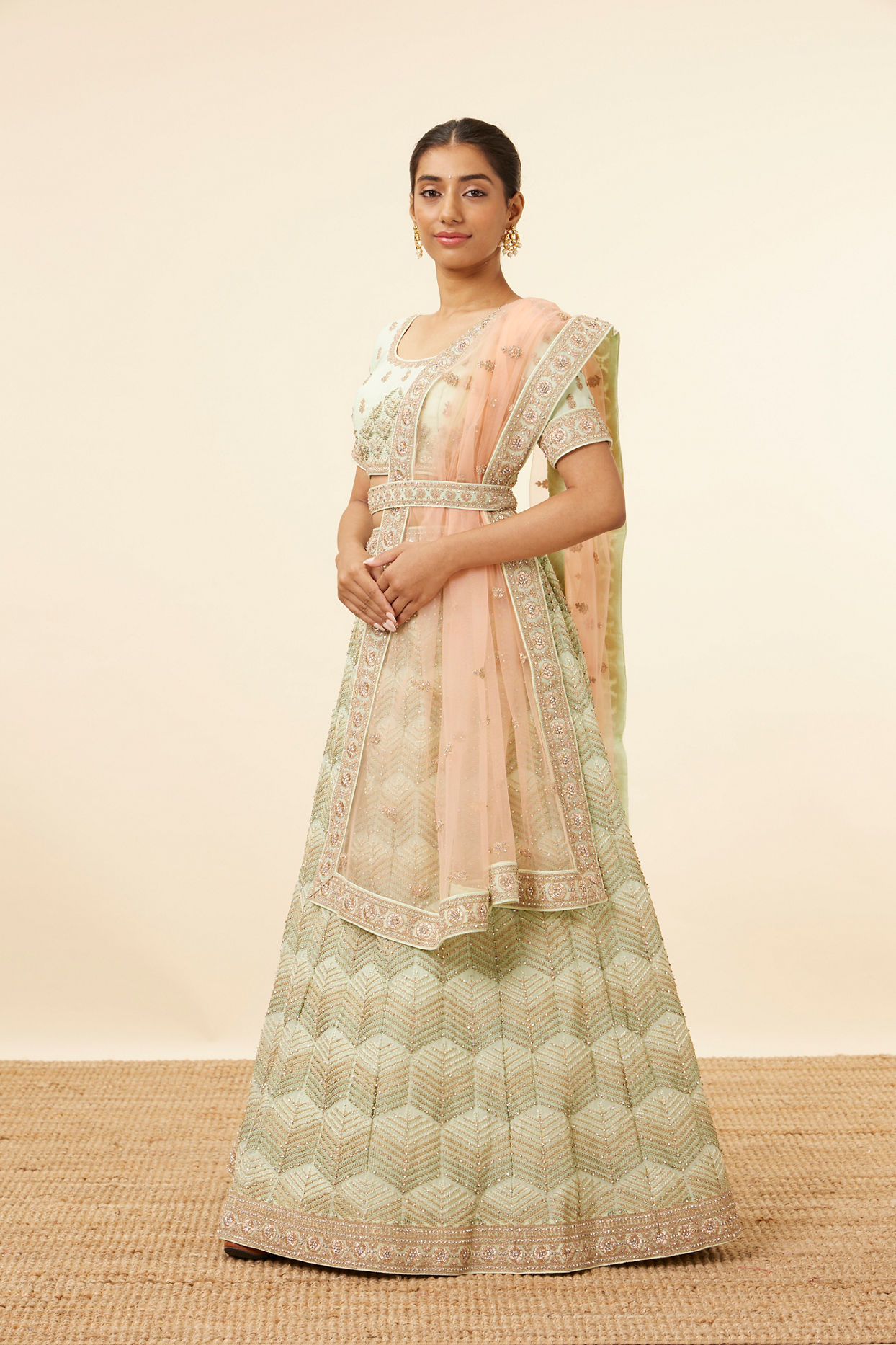 Sugar Swizzle Pista Fern Patterned Lehenga image number 2