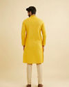 Manyavar Men Canary Yellow Solid Kurta Set