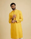 Yellow Self Design Kurta Pajama