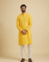 Manyavar Men Yellow Self Design Kurta Pajama image number 2