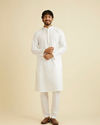 Manyavar Men Cotton Blend White Kurta Pajama image number 2