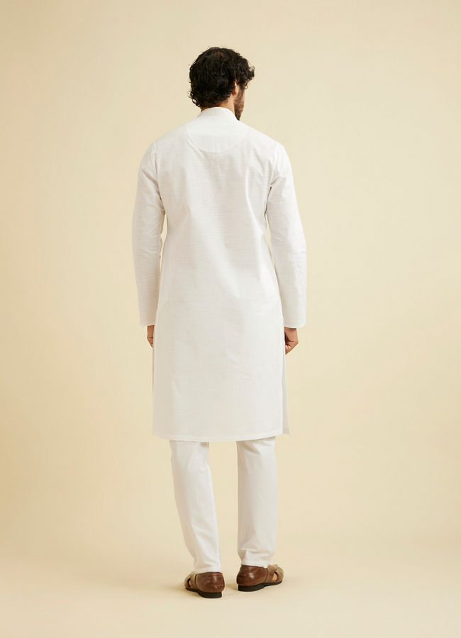 Manyavar Men Cotton Blend White Kurta Pajama