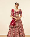 Mohey Women Maroon Embellished Bridal Lehenga