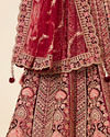 Mohey Women Maroon Embellished Bridal Lehenga