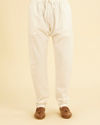 Manyavar Men Off White Thread Embroidered Kurta Set