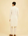 Manyavar Men Off White Thread Embroidered Kurta Set