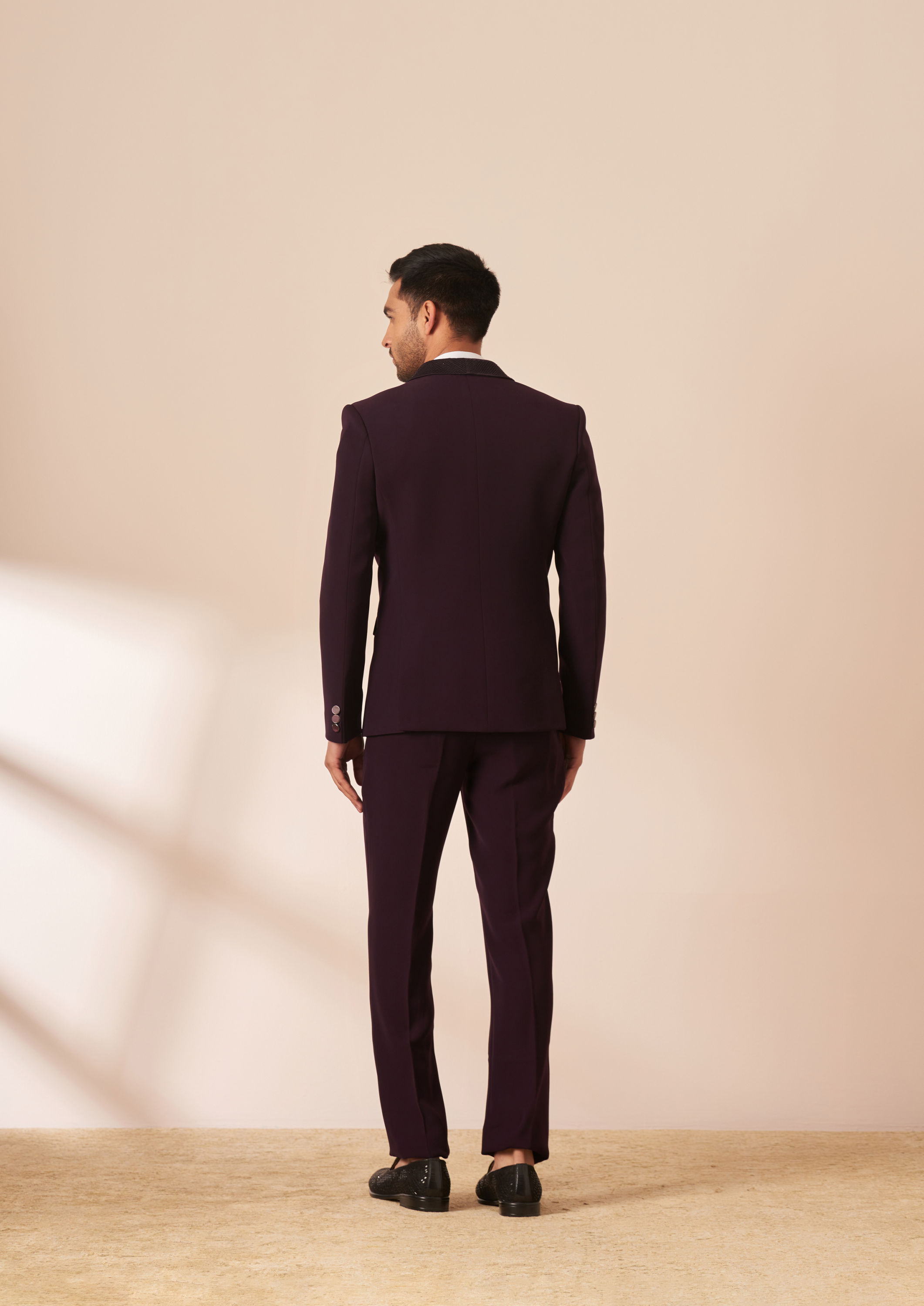Twamev Men Dark Maroon Suit Set