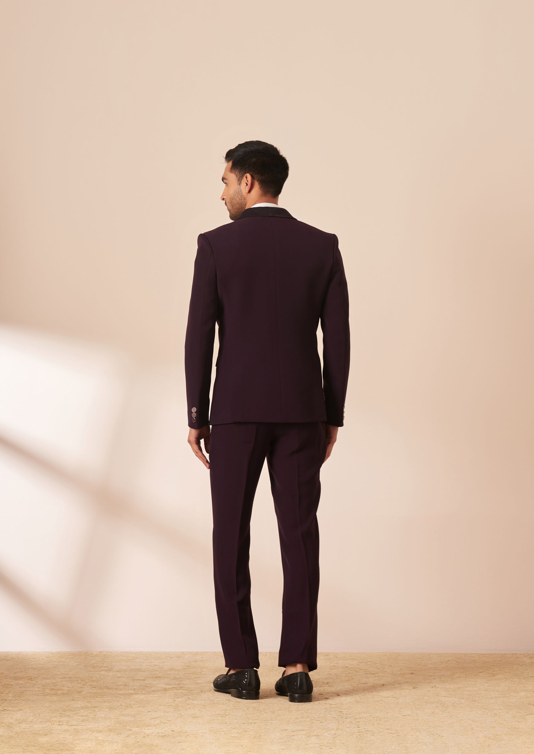 Twamev Men Dark Maroon Suit Set