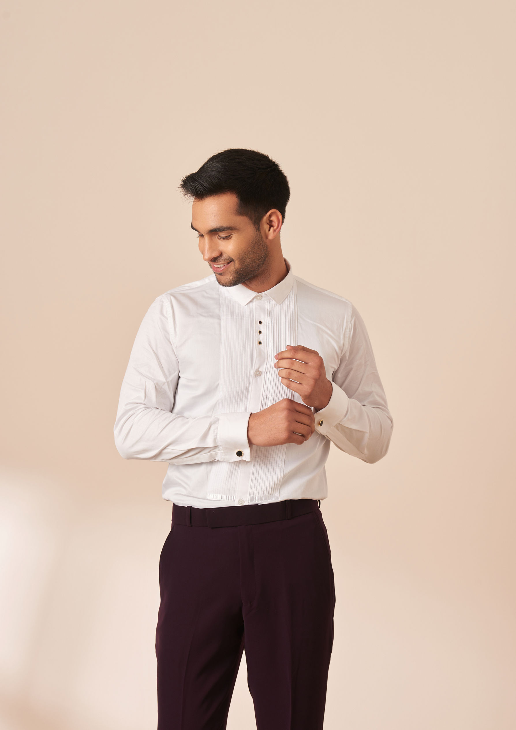 Twamev Men Dark Maroon Suit Set