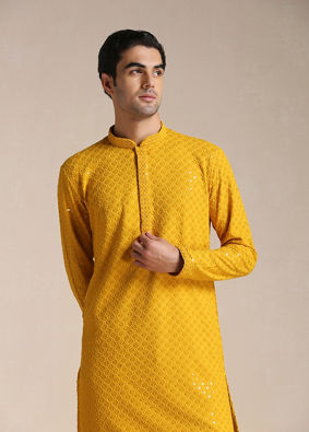 Light Orange Chikankari Kurta Set image number 0