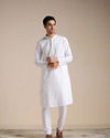 Manyavar Men Off-white Self Motif Kurta Set image number 1