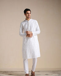 Manyavar Men Off-white Self Motif Kurta Set