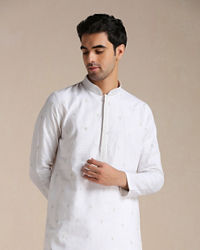 Manyavar Men Off-white Self Motif Kurta Set