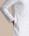 Manyavar Men Off-white Self Motif Kurta Set image number 2