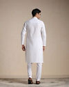 Manyavar Men Off-white Self Motif Kurta Set image number 4