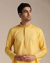 Squash Yellow Patterned Placket Kurta Set image number 0