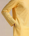 Manyavar Men Squash Yellow Patterned Placket Kurta Set