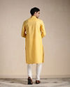 Manyavar Men Squash Yellow Patterned Placket Kurta Set