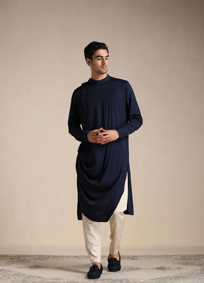 Blue kurta hot sale and waistcoat