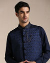 Navy Blue Kurta Jacket Set