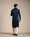 Manyavar Men Navy Blue Kurta Jacket Set
