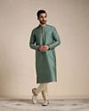 Manyavar Men Hunter Green Self Motif Kurta Set