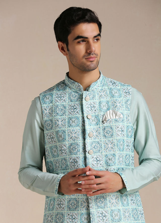 Light blue kurta with on sale jacket